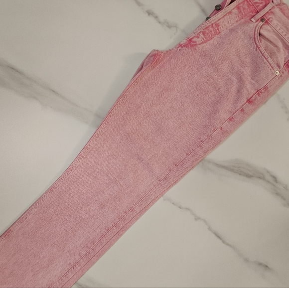 AGOLDE Riley High-Rise Straight Crop Jeans Potion Pink Distressed - Picture 5 of 10